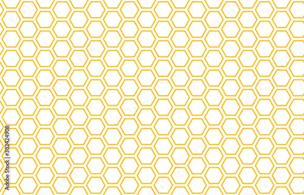 Obraz Pszczoły grzebieniowe tło płynne. Prosty bezproblemowy wzór komórek miodu pszczół. Ilustracja. Tekstura wektora. Wydruk geometryczny