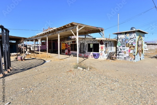 Obraz The remains of the Bombay Beach resort at the Salton sea in California