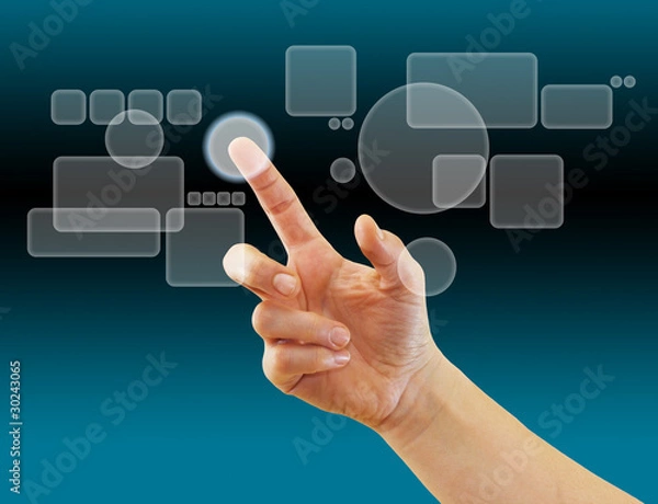 Obraz Hand browsing in virtual space using touch screen interface