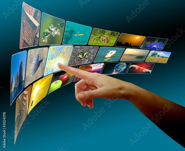 Obraz Hand browsing in virtual space using touch screen interface