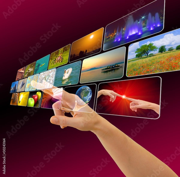 Obraz Hand browsing in virtual space using touch screen interface