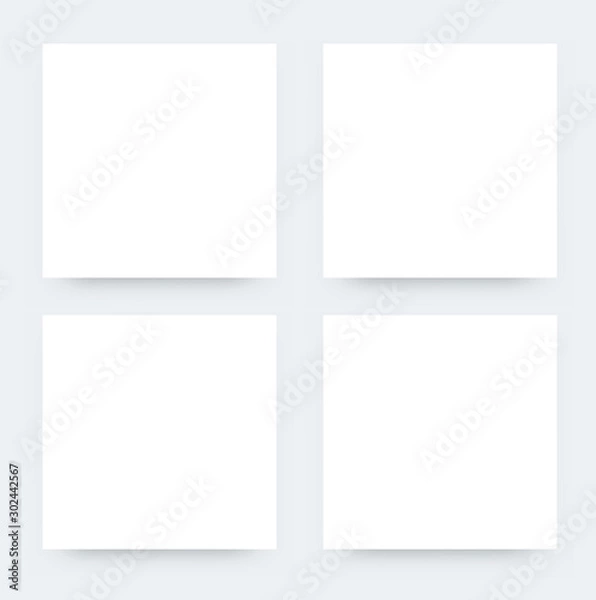 Fototapeta Square Blank Flyers Mockup. Vector Illustration of Paper Posters Design for Promotion. White paper realistic mockup