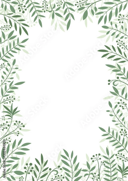 Fototapeta Frame of plants and leaves on a white background.