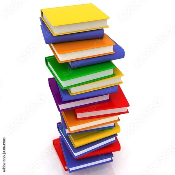 Obraz books stack isolated on white background