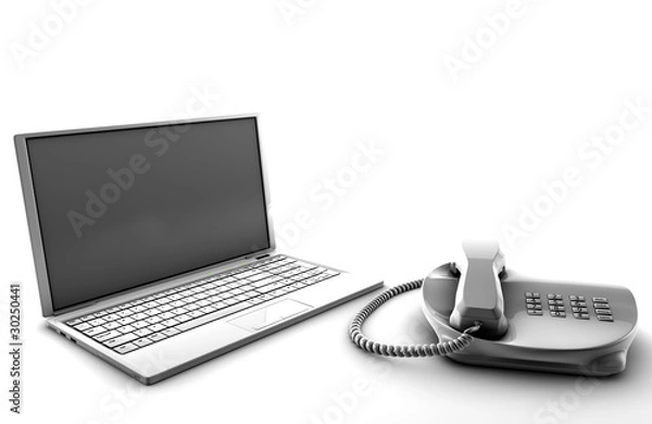 Fototapeta A bundle of telco services isolated on white