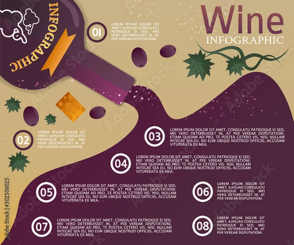 Obraz Old Wine bottle infographic template