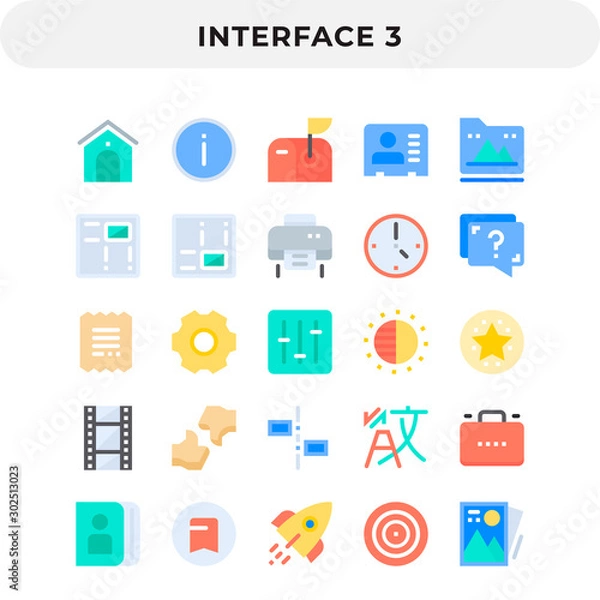 Fototapeta Flat Icons Pack for UI. Pixel perfect vector icon set for web design and website application.