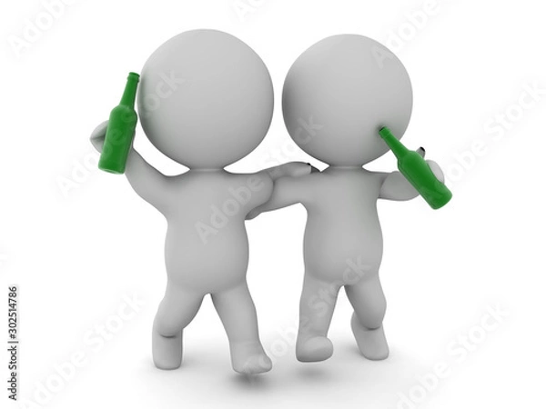 Obraz Two drunk 3D Characters having fun