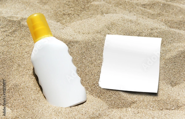 Obraz beach suncream empty note