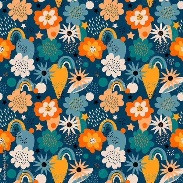 Fototapeta Cute childish seamless pattern. Kawaii abstract seamless texture 
