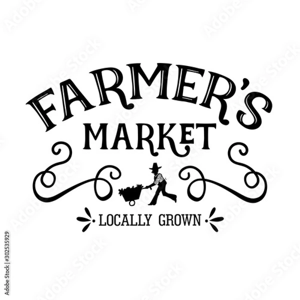Obraz Farmers market locally grown vector design. Farmhouse decor.   Isolated on transparent background