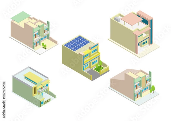 Obraz vector isometric set of modern house