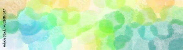 Fototapeta abstract shiny circles wide banner. tea green, pale golden rod and medium aqua marine background with space for text or image
