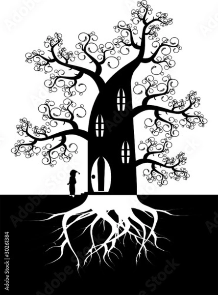 Fototapeta Домик гнома в столе дерева