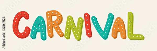 Fototapeta Concept of hand drawn Carnival typography. Vector