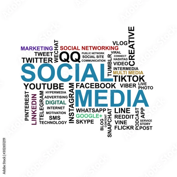 Obraz Social media word cloud vector illustration