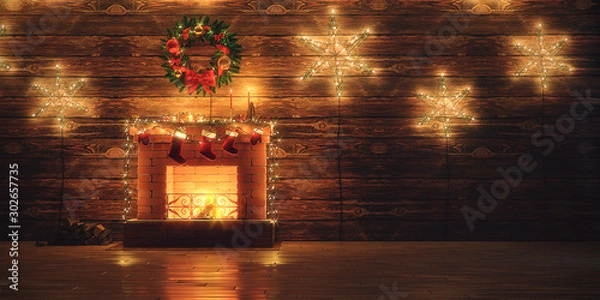Fototapeta 3D Rendering Christmas interior