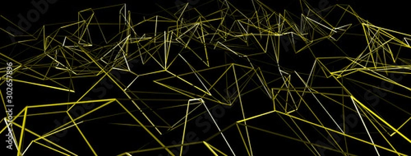 Fototapeta 3d ILLUSTRATION WIRE DESIGN, of abstract crystal background, triangular texture, wide panoramic for wallpaper