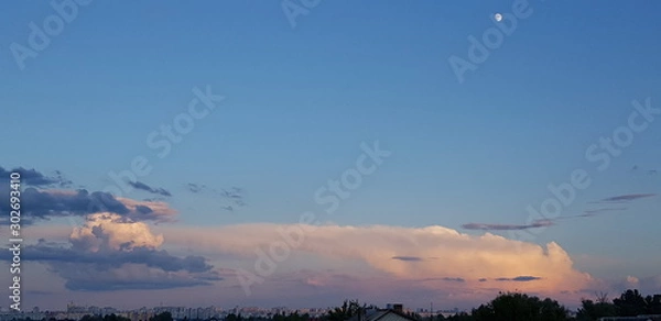 Fototapeta colorful clouds, evening sky, sunset