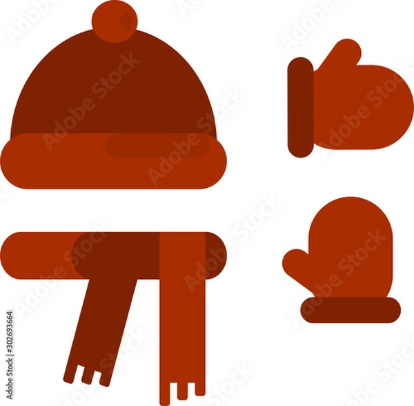 Obraz Winter red hat, scarf and mittens.