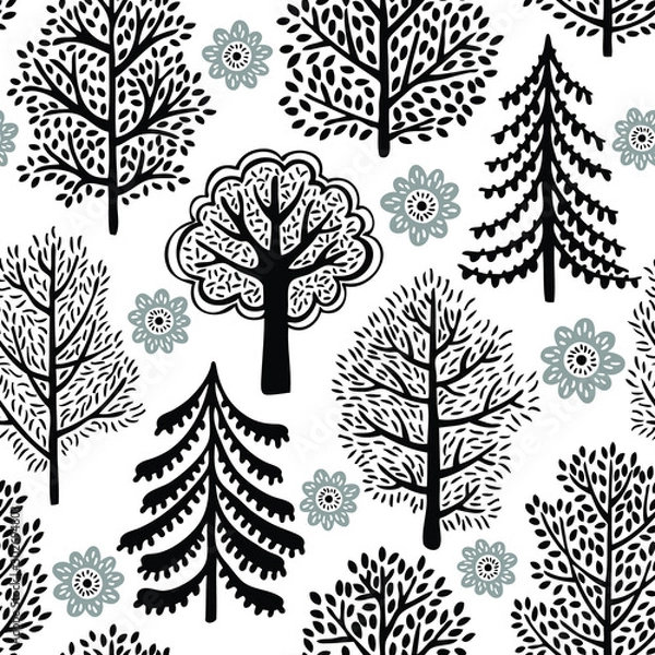 Fototapeta Tree seamless pattern