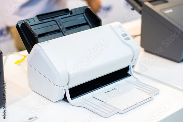 Fototapeta The printer placed on the table.