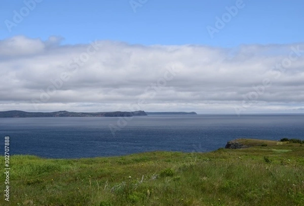 Fototapeta Baccalieu Trail landscape, road view across the Conception Bay towards Bay de Verde Newfoundland Canada