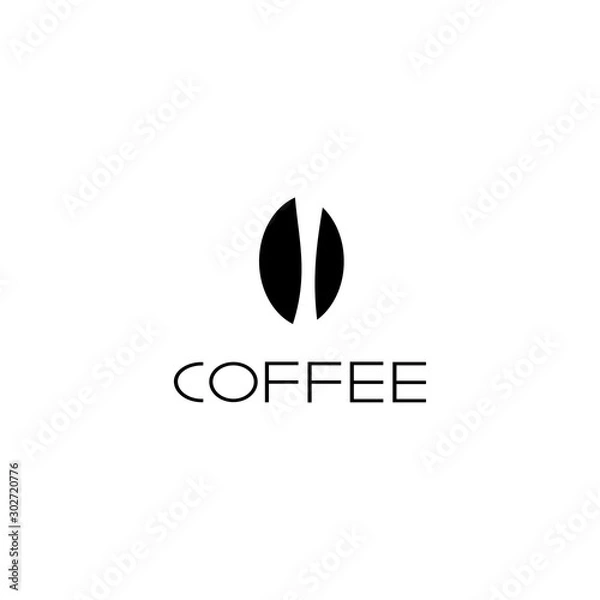 Fototapeta Coffee isolated vector logo, word and bean illustration. Design for print, stamp, logotype