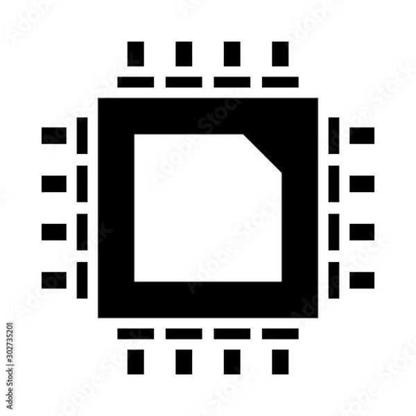 Obraz Processor Chip Vector illustration. Quality design element Glyph Style. Editable stroke.