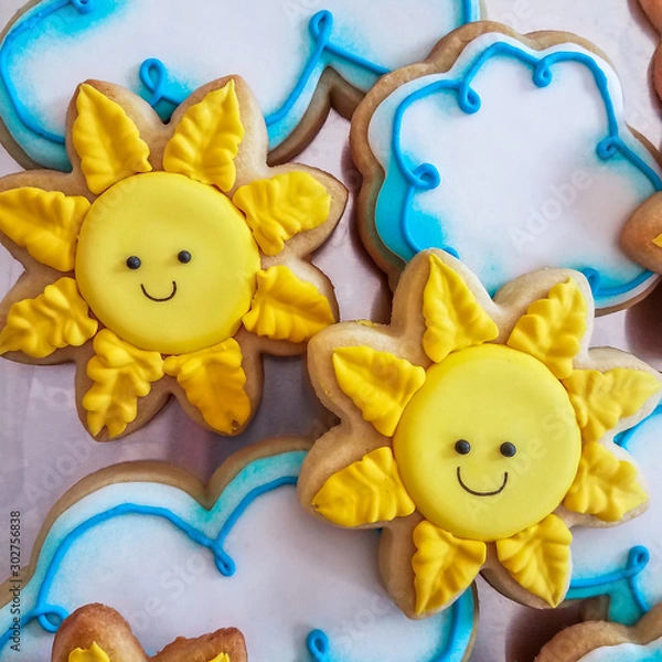 Fototapeta You are my sunshine decorated sugar cookies with royal icing