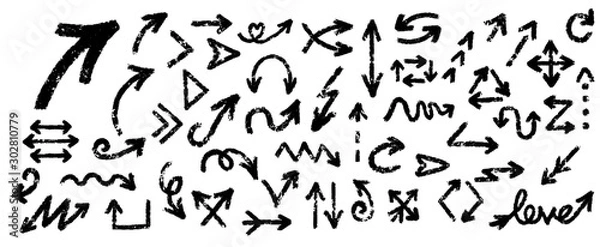 Obraz Arrow grunge vector set. Arrow texture vector set. Arrow hand drawn vector set.	