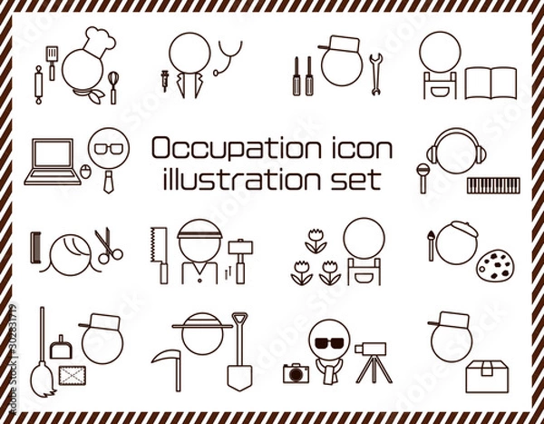 Obraz いろいろな職種のアイコンイラストセット