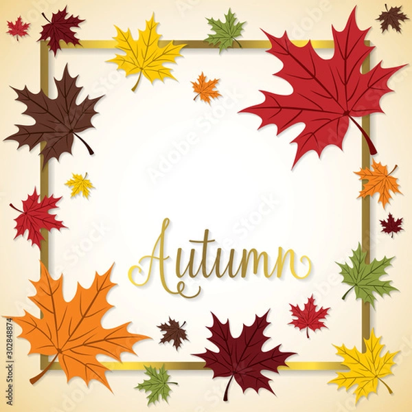 Fototapeta Fall Leaf Thanksgiving frame card in vector format.