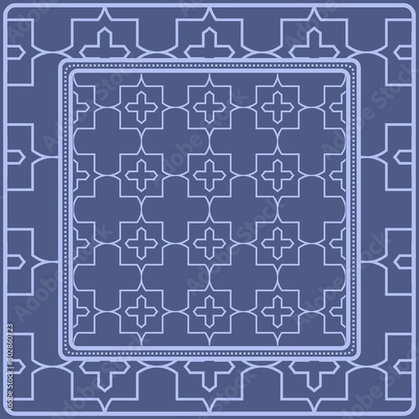 Fototapeta Decorative pattern for fashion print. Sample tablecloth or bandanna design. Vector illustration