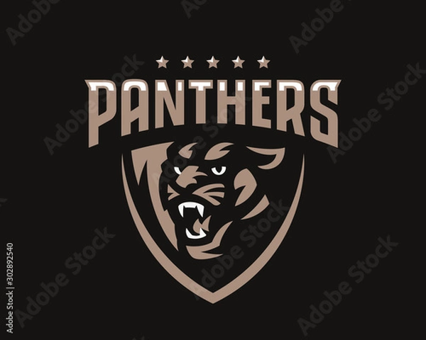 Fototapeta Panther modern mascot logo. Jaguar emblem design editable for your business. Vector illustration.