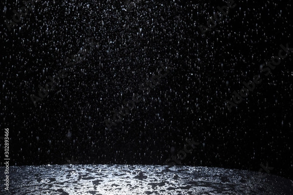 Obraz Dark background shot of rain falling