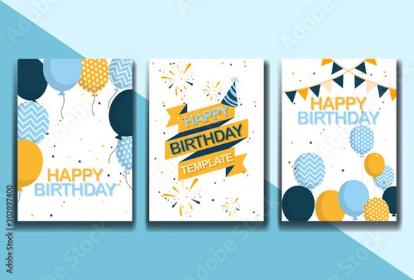 Obraz Set of Happy Birthday Poster