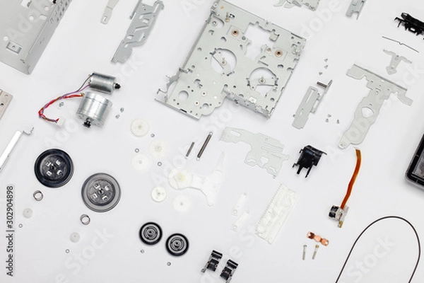 Obraz Obsolete electronics parts flat lay