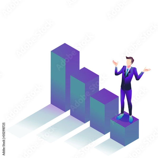 Obraz グラフの上に立つビジネスマン_最下位