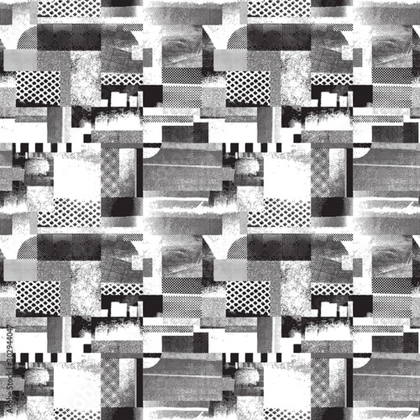 Fototapeta Retro grunge geometric vector seamless pattern.