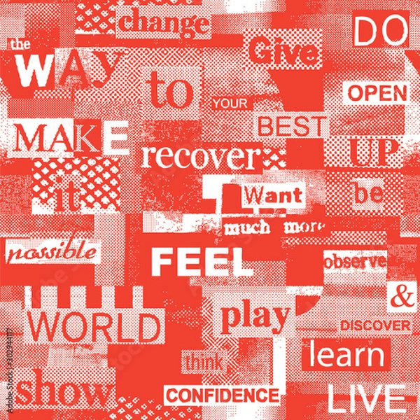 Fototapeta Grunge vector pattern with motivational text.