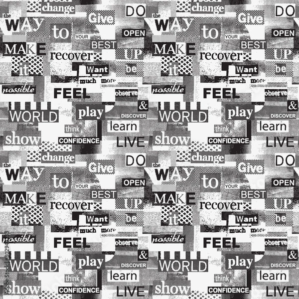 Fototapeta Grunge vector pattern with motivational text.