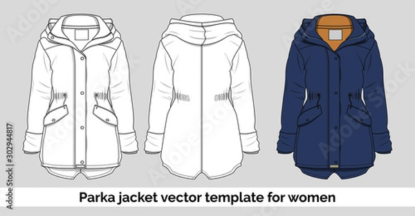 Obraz Parka jacket vector template for women