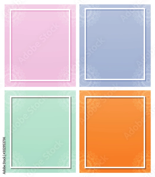 Fototapeta Four background templates with mandala patterns