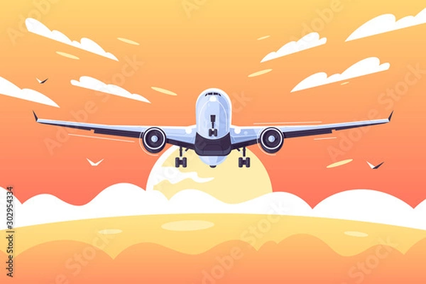 Obraz Big airplane taking off with passengers