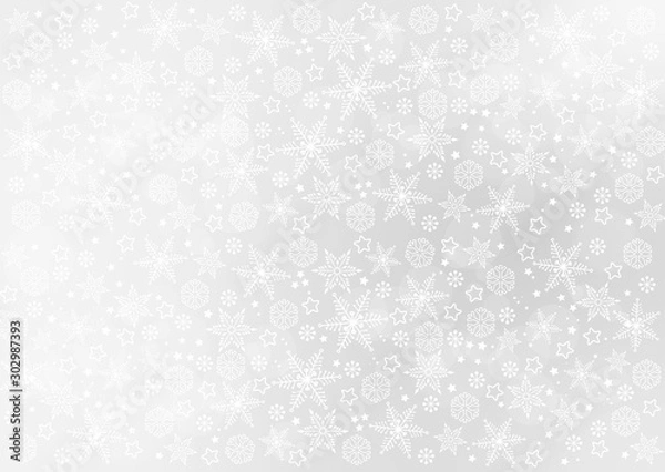 Obraz Tło zimowe z płatków śniegu srebrne i szare
