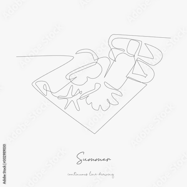 Fototapeta continuous line drawing. summer. simple vector illustration. summer concept hand drawing sketch line.