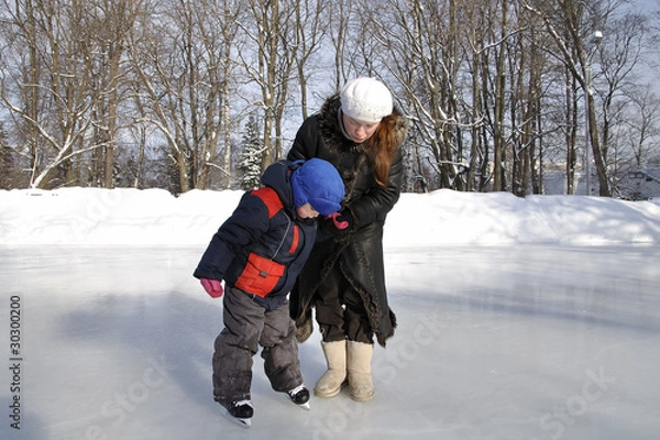 Fototapeta Первый раз на коньках