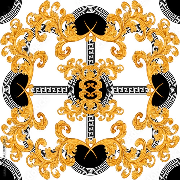 Obraz baroque with circle greek design seamless pattern
