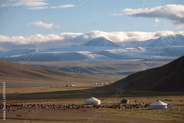 Fototapeta Nomad yurt in the mountain valley of Central Asia